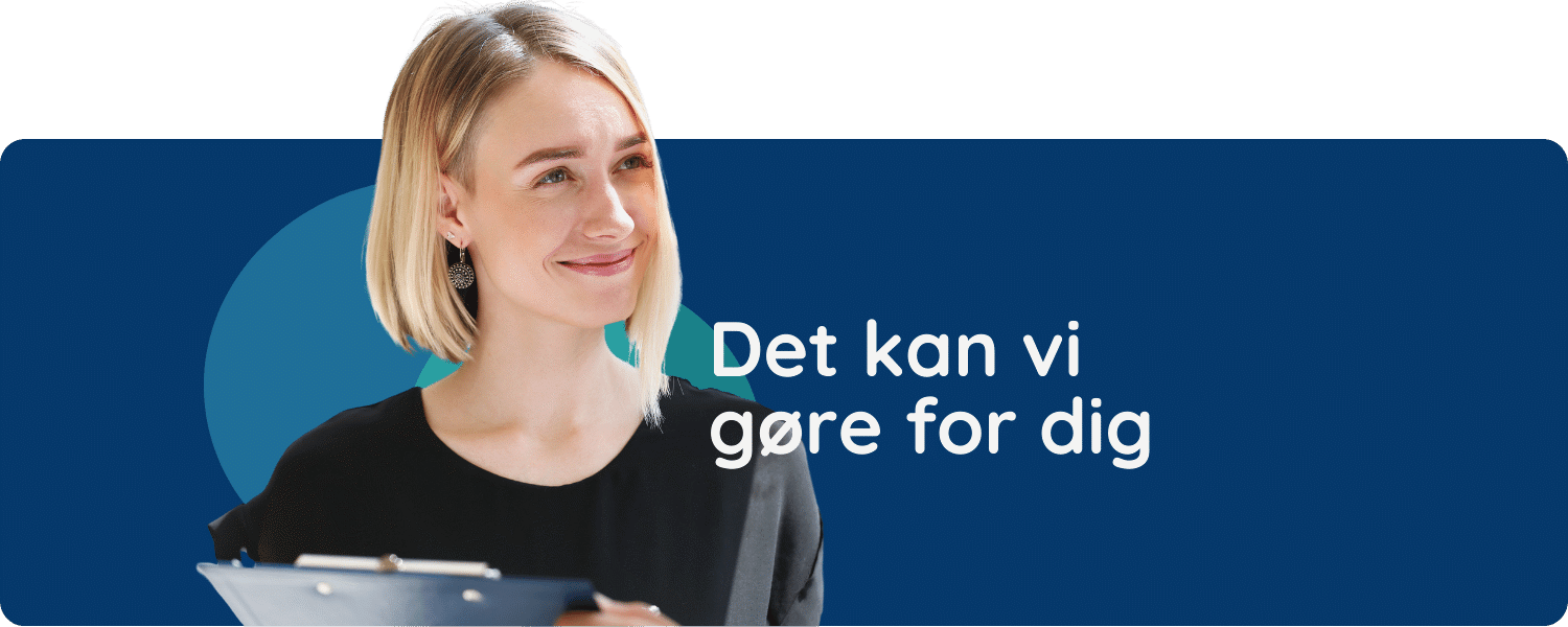 Et blåt banner med teksten